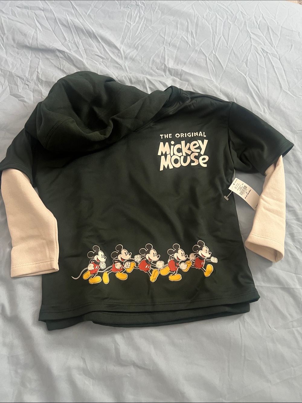 Old Navy Black Mickey Mouse Hoodie with Cream Sleeves